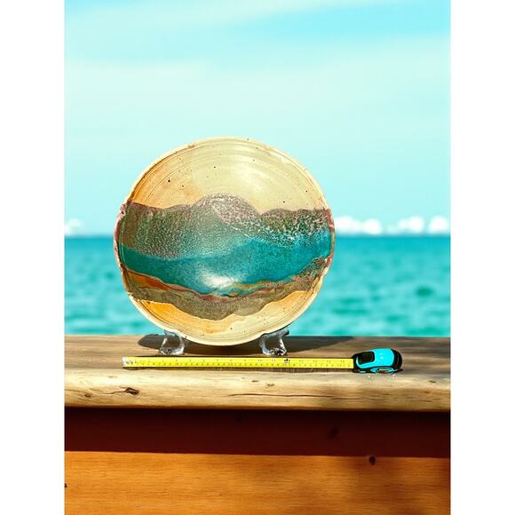 Signed North Carolina Studio Pottery Centerpiece Bowl-16''-Coastal Glaze-Large - Picture 8 of 8